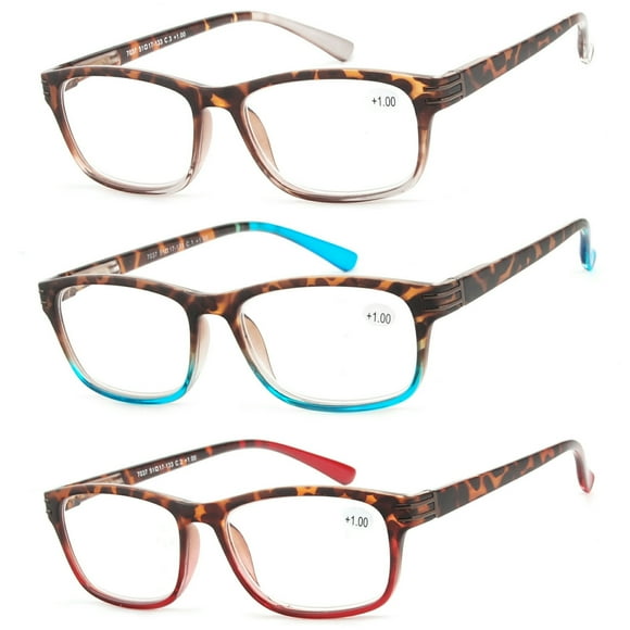 Success Eyewear Lunettes de Lecture 3 Paires Great Value Lecteurs Élégants Mode Hommes et Femmes Lunettes pour Lecture Ensemble de Havane Clair, Havane Rouge, Havane Bleu 2
