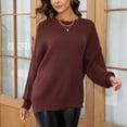 thumbnail image 5 of Jjayotai Women's Solid Knit Sweaters, 2024 Winter Crew Neck Drop Shoulder Long Sleeve Sweater, Oversized Casual Pullover Tops Brown L, 5 of 5
