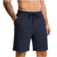 thumbnail image 2 of WIZUTIZ Men's Cable Knit Casual Shorts Drawstring Elastic Waist Side Pockets Soft Breathable Loose Fit Summer Daily Lounge Wear, 2 of 5