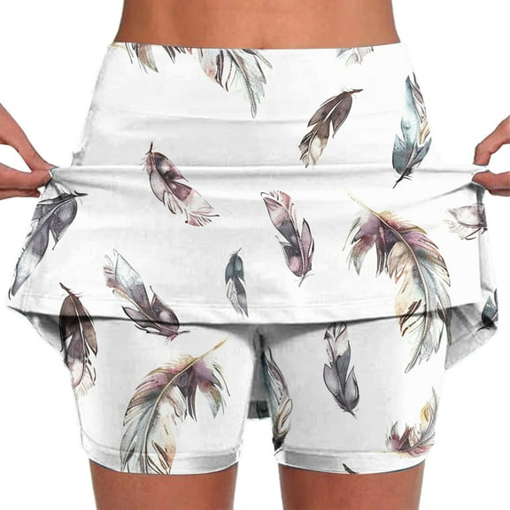 Jacenvly New Womens Yoga Skirts Fashion Women's Color Mid-Waist Skirt Pants Sports Shorts Bottoming Skirt Pants Comfortable Skirt with Shorts Built in Multicolor