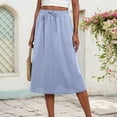 thumbnail image 6 of XIAONU Womens Skirts Casual Elastic High Waisted Elegant Skirt Mid Length Fashion Solid Color Versatile Long Skirt, 6 of 7
