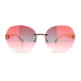thumbnail image 5 of Womens Rimless Bevel Lens Flower Jewel Hinge Round Fashion Sunglasses Gold White - Orange Mirror, 5 of 8