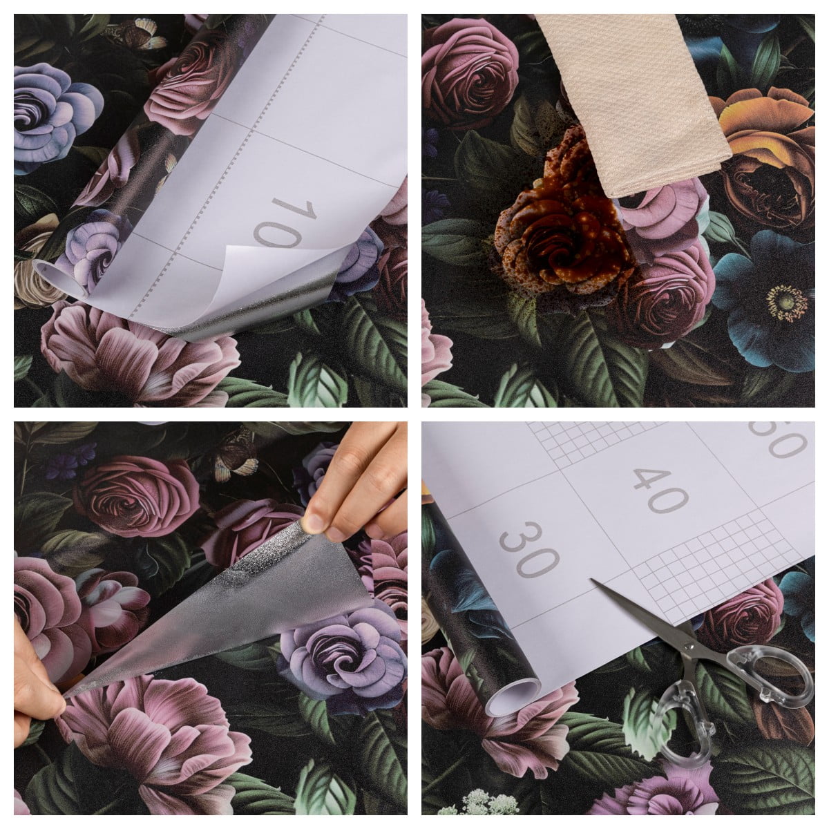 (4 pack) Abyssaly Floral Peel and Stick Wallpaper 17.5-in x 118-in Removable Self-Adhesive Vinyl Wallpaper for Home Decor