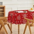thumbnail image 4 of Christmas Tablecloth 60×84 Inch Oval, Simple Snow Stick Figure Red Washable Table Cover for Party Picnic Dinner Decor, 4 of 6