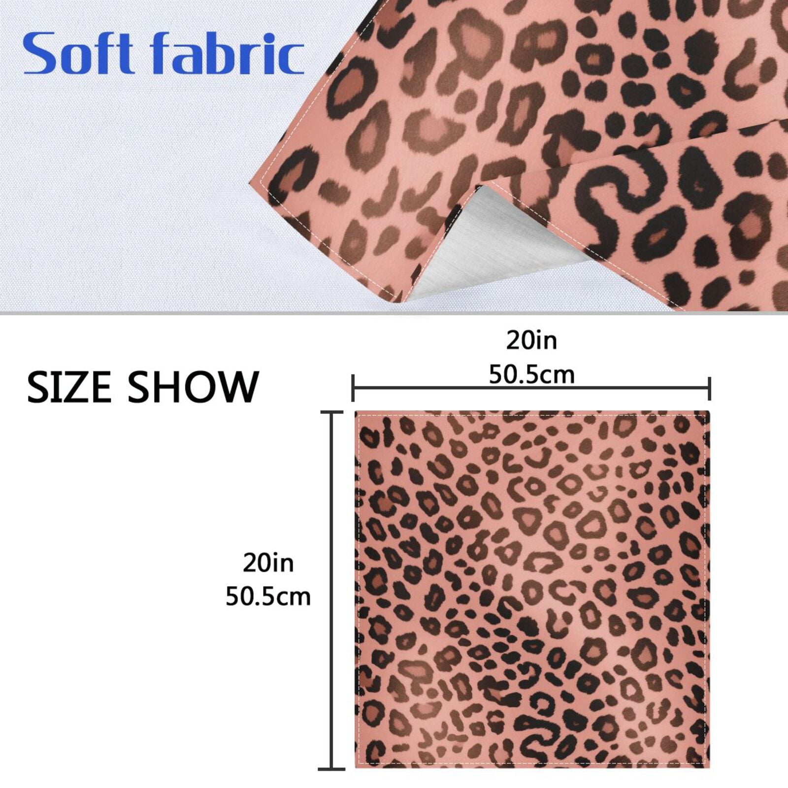 JSTEL Leopard Cheetah Prints Rose Gold Cloth Napkins Set of 6, 20x20 Inch Washable and Reusable Napkin for Decoupage Dinner Party Everyday Use