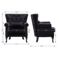 thumbnail image 5 of Guyou Mid Century Accent Chair Modern Button Tufted Armchair Wingback Club Chair Velvet Single Sofa Lounge Chair with Pillow for Living Room Bedroom, Black, 5 of 12