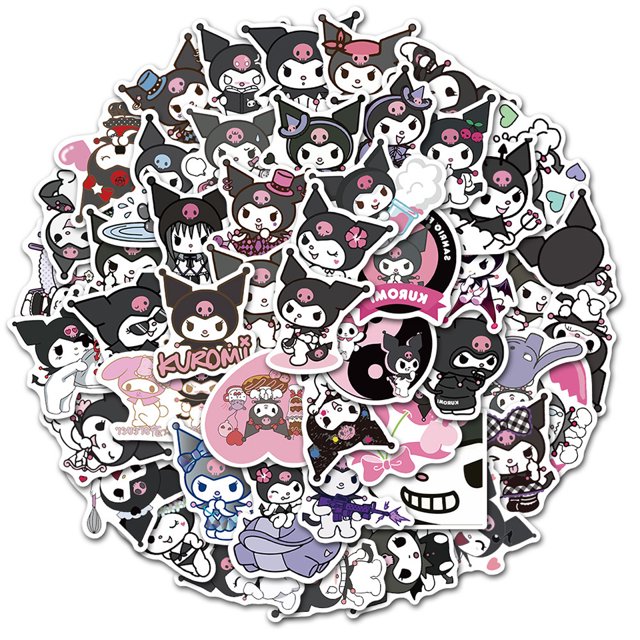 Sanrio Kuromi 50 Uds Scrapbooking pegatinas de teléfono portátil papelería diario sello libro bruja púrpura muñeca conejo lindo villano CNY146