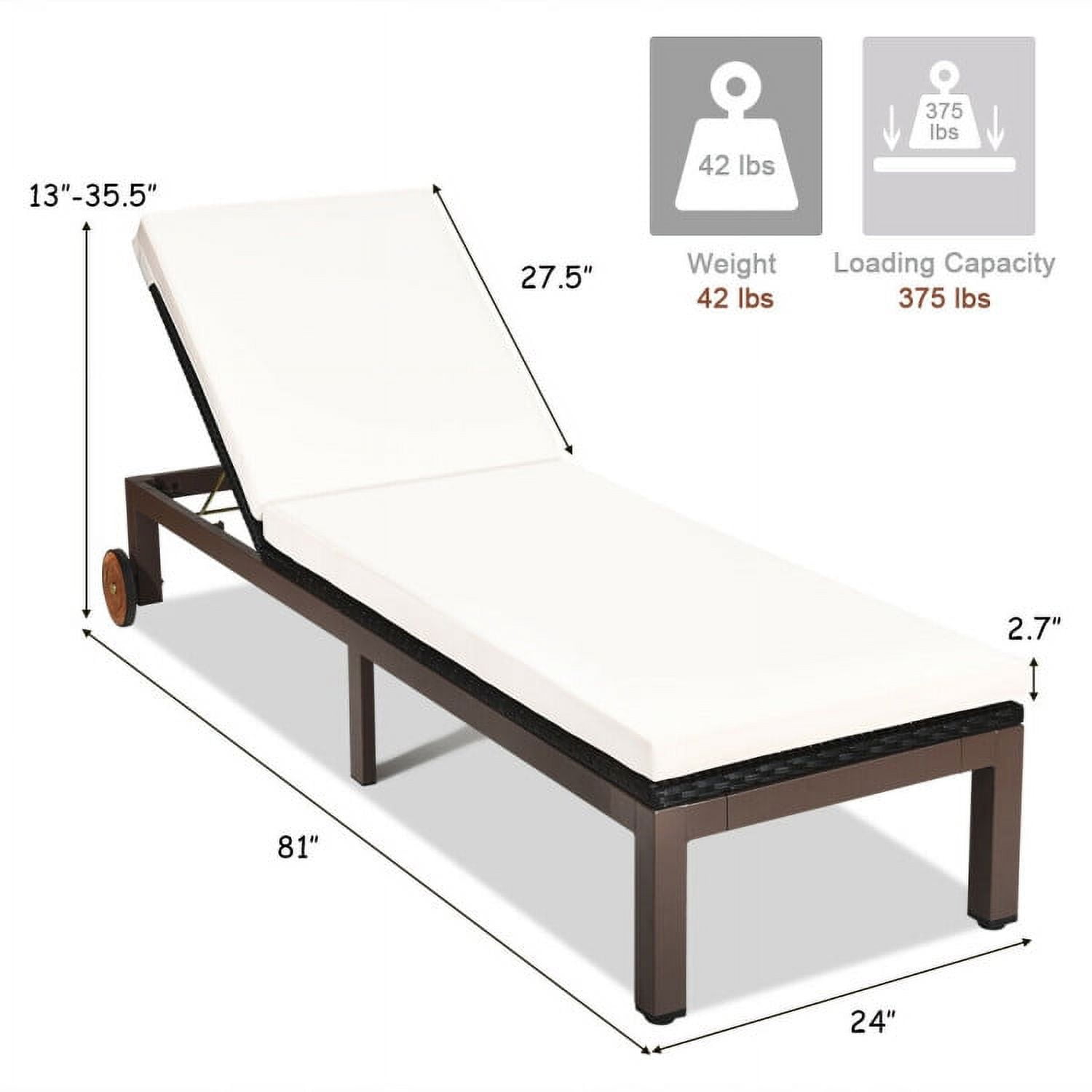 Aimee Lii Adjustable Cushioned Patio Rattan Lounge Chair, Patio Loungers, Back Aimee Lii Adjustable Cushioned Patio Rattan Lounge Chair, Patio Loungers, Back