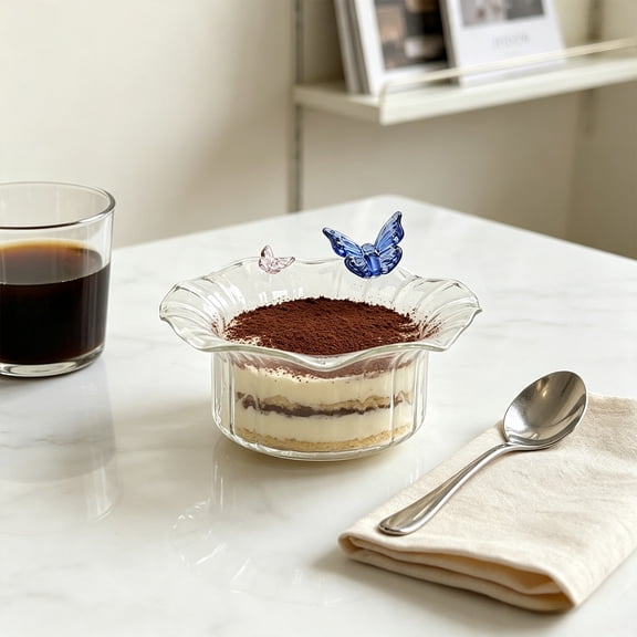 Miwamany Glass Dessert Cup Bowl, Ice Cream Salad Yogurt Pudding Sundae Dish, Clear Footed Serving Bowls for Kitchen Party Dining Table Bar Top Snack Display
