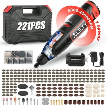 ALILYY Rotary Tool Kit,12V Cordless Rotary Tool 7-Speed Mini Rotary Tool 5000-25000RPM Power Rotary Tool for Cutting,Grinding,Polishing,Sanding,Drilling,Carving,DIY Crafts
