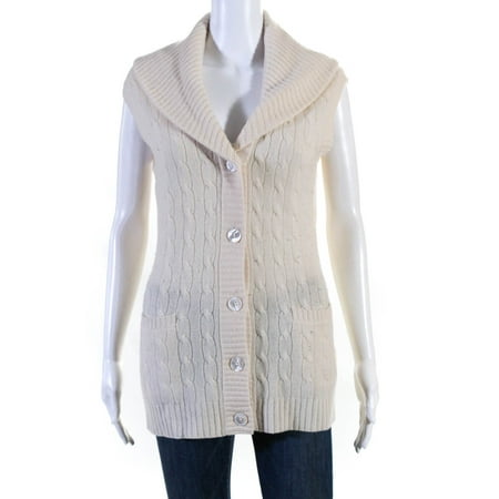 

Pre-owned|Ralph Lauren Black Label Women s Cable Knit Sleeveless Cardigan Beige Size S