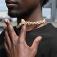 thumbnail image 4 of FEEL STYLE Male Zircon Gold Plated Byzantium Link Chain Necklace for Men Women 12MM 18", 4 of 5