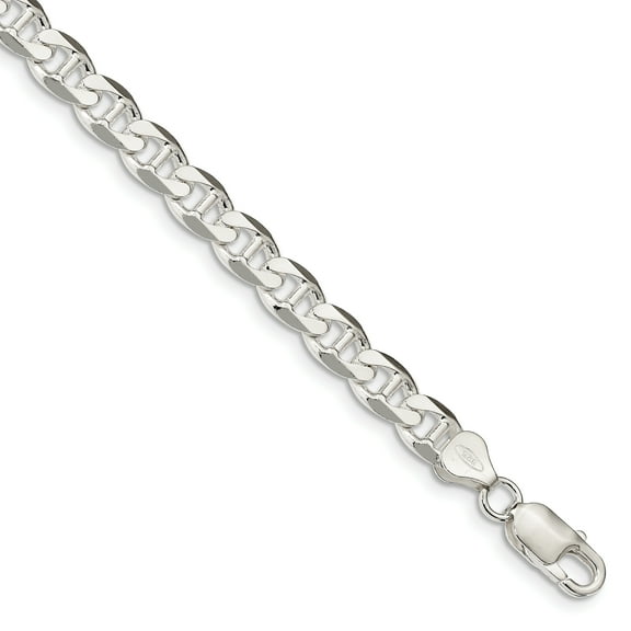 Primal Silver Sterling Silver 7.4mm Flat Anchor Chain Bracelet