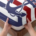 thumbnail image 3 of Queen Size Fitted Sheet Set - Anchor Red 3 Piece Bedding Sets 16" Deep Pocket Fitted Sheet with 2 Pillowcases, Modern Navy Blue White Striped Nautical Brushed Microfiber Hotel Luxury Bed Sheets, 3 of 9