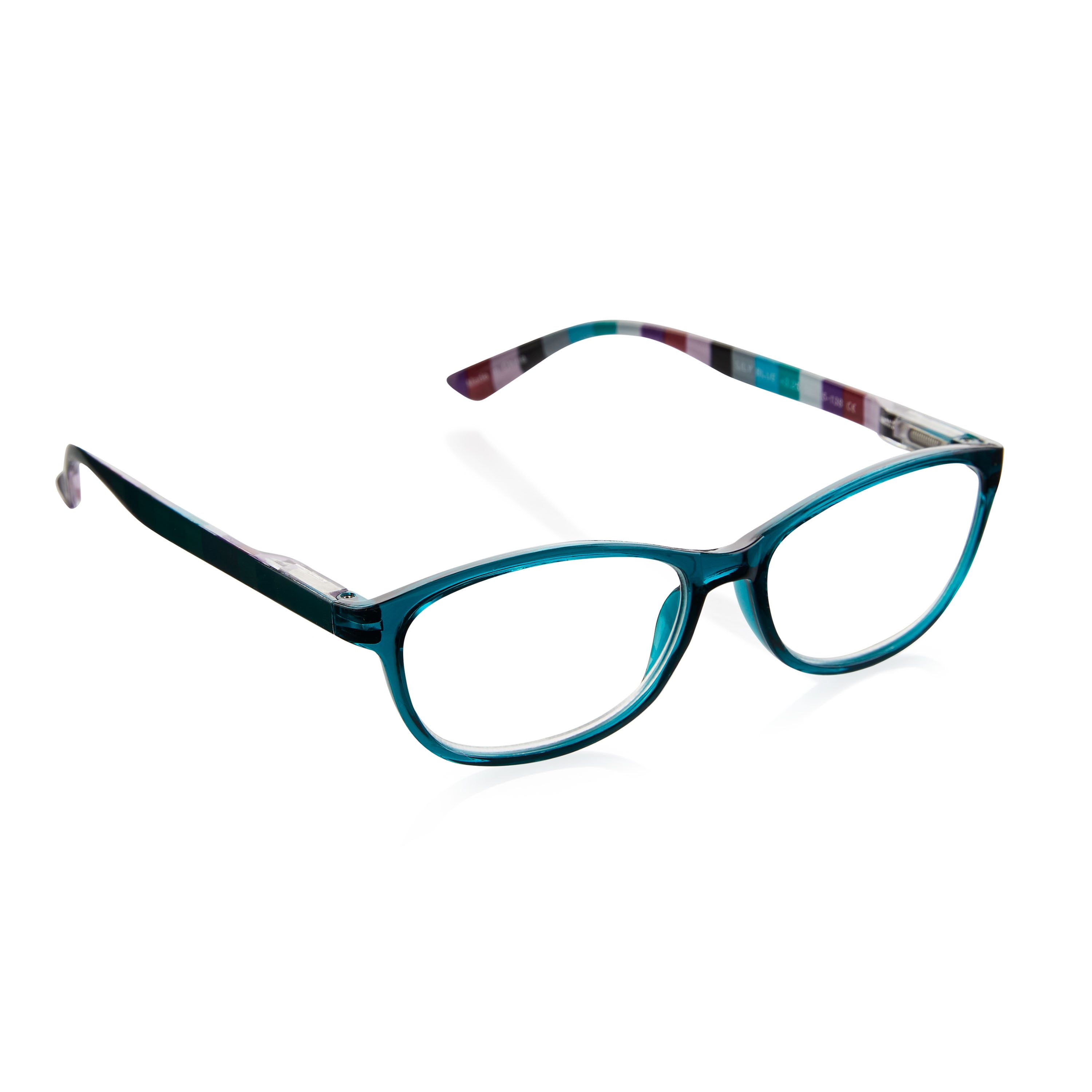 Equate Women's Lily Rectangular Reading Glasses with Case, Blue, +3.25