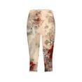 thumbnail image 4 of Women's Yoga Pants Leggings For Women Floral Print High Waist Pants Knee Length Slim Fit Yoga Cropped Trouser,Yellow Women's Yoga Pants S, 4 of 5