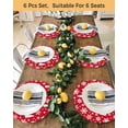 thumbnail image 4 of 13 Inch Round Placemats Set of 4, Red White Christmas Non Slip Heat Insulation PP Table Mats, Xmas Tree Snowflake Winter Abstract Washable Place Mats for Kitchen Dining Party Table Decor, 4 of 7