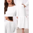 thumbnail image 5 of DARING DIVA Women's Long Sleeve Formal Crewneck A-Line Maxi Dress M White, 5 of 6