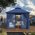 thumbnail image 2 of Sunmthink Outdoor Gazebo for Patio 10'x10', Metal Frame Canopy with Double Roofs, Heavy Duty Party Tent and Shelter with Mosquito Netting and Privacy Screen for Backyard,Garden,Deck (Blue), 2 of 9