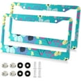 thumbnail image 2 of Coolnut Trendy Floral Print 2 Holes Car License Plate Frames 2PCS, Car License Plate Holder with Screw Caps Cover Set Automotive Exterior Parts Decoration for US Vehicles, 2 of 7