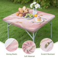 thumbnail image 4 of Pink Gold Marble Pattern Square Fitted Tablecloth with Elastic Edge,Square Table Cover,Washable Elastic Table Cover for Home Kitchen Party Decor 34"x34", 4 of 6