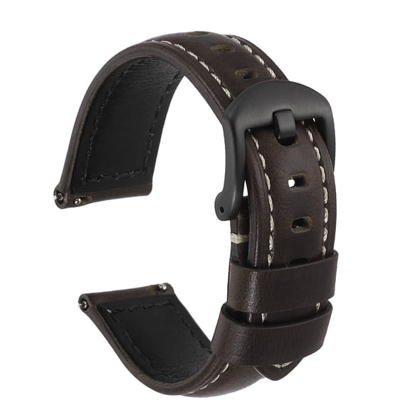 Uxcell Watch Band 20mm Width Vintage Oil Wax Leather Quick Release Watch Strap Wristband Replacement Bands with Buckle Pin for Men Women Gifts, Black-Gray