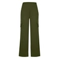 thumbnail image 4 of Simua Womens Cargo Pants High Waist Wide Leg Pants with Pockets Casual Button Stretch Yoga Workout Leggings Gym Sweatpants Army Green,XXXL, 4 of 8