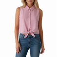 thumbnail image 2 of Womens Sleeveless Button Down Shirt Basic Solid Casual Tank Tops for Work Classic Collared Blouses Pink M, 2 of 9