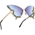 thumbnail image 6 of Luxury Diamond Butterfly Sunglasses Women Vintage Rimless Oversized Rhinestone bling Sun Glasses LadiesY2K Eyewear, 6 of 9