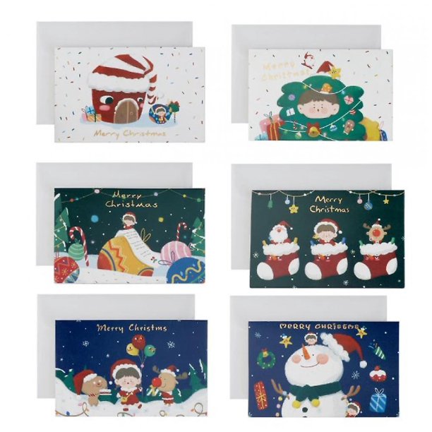 Tarjetas de felicitación navideñas, 6 tarjetas de felicitación navideñas creativas y lindas para niños, tarjetas de felicitación innovadoras, tarjetas de felicitación de muñeco de nieve, bendición nav
