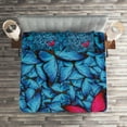 thumbnail image 2 of Ambesonne Tropical Quilted Coverlet 3 Pcs, Large Bugs Lepidoptera, Queen Size, Pink Blue Brown, 2 of 2