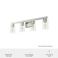 thumbnail image 6 of Hunter - Hartland 4-light Brushed Nickel, Medium Size Vanity Light, Dimmable, Transitional Style, for Bedrooms, Dining, Living Rooms - 13080, 6 of 6