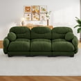 thumbnail image 3 of FFH 116" Apartment Sofa, Cozy Chenille 3 Seater Modular Cloud Couch, 2 Round Pillows, Green, 3 of 12