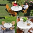 thumbnail image 4 of Christmas Botanical Round Tablecloth for 45-54 Inch Tables,Fitted Table Cover with Elastic Edge,Eucalyptus Leaves Xmas Pinecone Cotton Waterproof Outdoor Table Cloth Protector for Patio Garden Dinner, 4 of 9