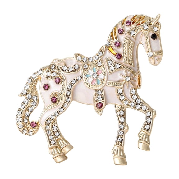 Rhinestones Embellishments Horse Brooch Enameled Lapel Accessory With Crystal Detail For Everyday Wear