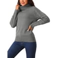 thumbnail image 4 of Suéter casual de manga larga de cuello alto INSPIRE CHIC para mujer, suéter grueso y cálido, talla XL, gris, 4 of 5