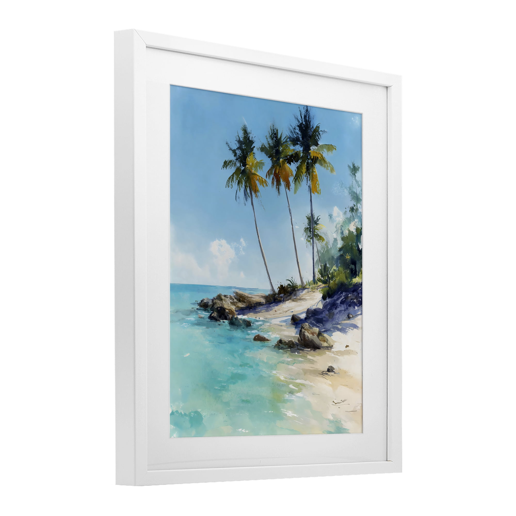 Stupell Industries Rocky Tropical Shore White Framed Print Under Glass, design by Franklyn Gregory
