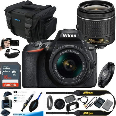 Nikon D5600 DX-Format Digital SLR with AF-P DX NIKKOR 18-55mm f/3.5-5.6G VR Lens Black - Essential Accessories Bundle