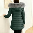 thumbnail image 5 of Women's Winter Coat Sherpa Lined Warm Heavy Jacket Mid Length Thickened Windproof Outwear with Fur Hood, 5 of 5