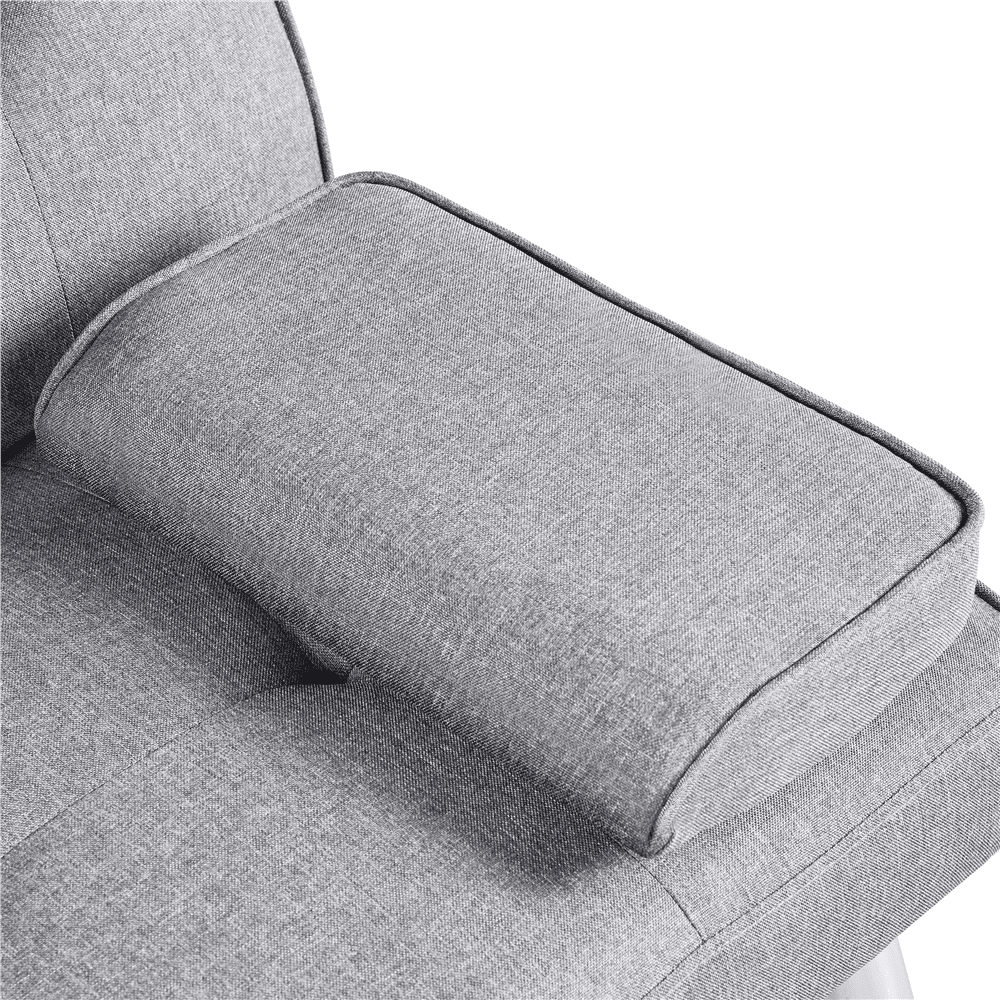 Renwick Fabric Upholstered Convertible Futon Sofa Bed with Cup Holders and Pillows, Light Gray