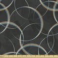 thumbnail image 1 of Geometric Fabric by the Yard Upholstery, Digital Art Illustration of Rainbow Colored Interwoven Circles Rings, Decorative Fabric for DIY and Home Accents, Dark Grey Multicolor by Ambesonne, 1 of 5