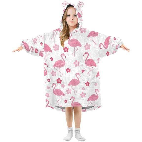 joogoo Wearable Blanket Flamingo and Floral Hoodie for Oversized Sherpa Hooded 3-14 YR M