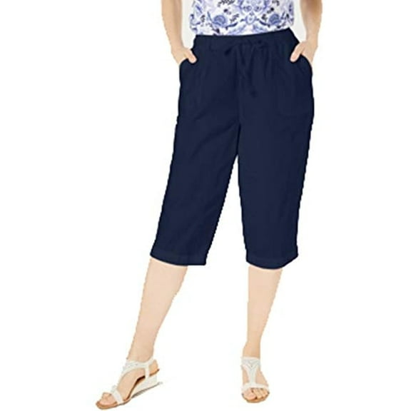 Karen Scott Women's Cotton Cropped Pants Blue Size Small