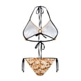 chaqlin Women's Halter Triangle Bikini Set - Rust Orange Top with White ...