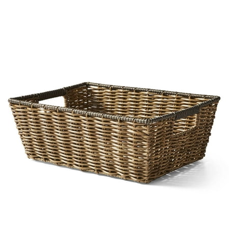 The Better Homes & Gardens Poly Rattan Storage Basket with Cut-Out Handles