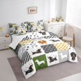 thumbnail image 2 of Manfei Patchwork Dachshund King Bedding, Paw Dot Checkered King Bed in a Bag, Green White, Reversible, 7pcs, 2 of 6