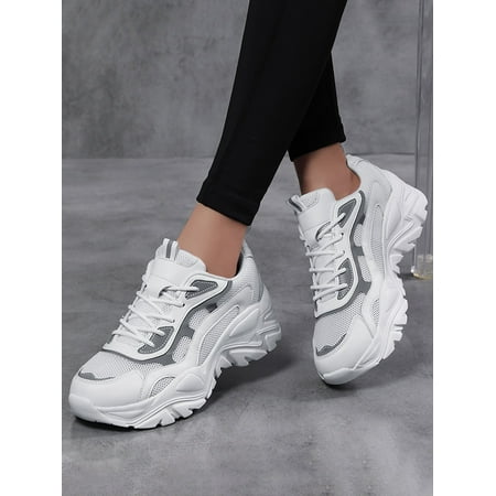 

Sporty Sneakers For Women Minimalist Lace-up Front Chunky Sneakers