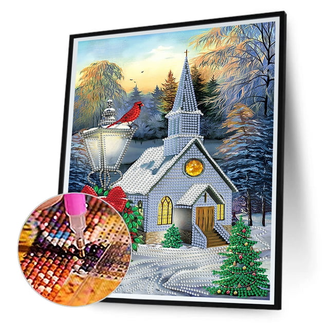 Cuadros Decorativos 5D DIY Parcial Forma especial Taladro Diamante Pintura Iglesia Kit Decoración para el hogar (K094) Ehuebsd embutido en tela