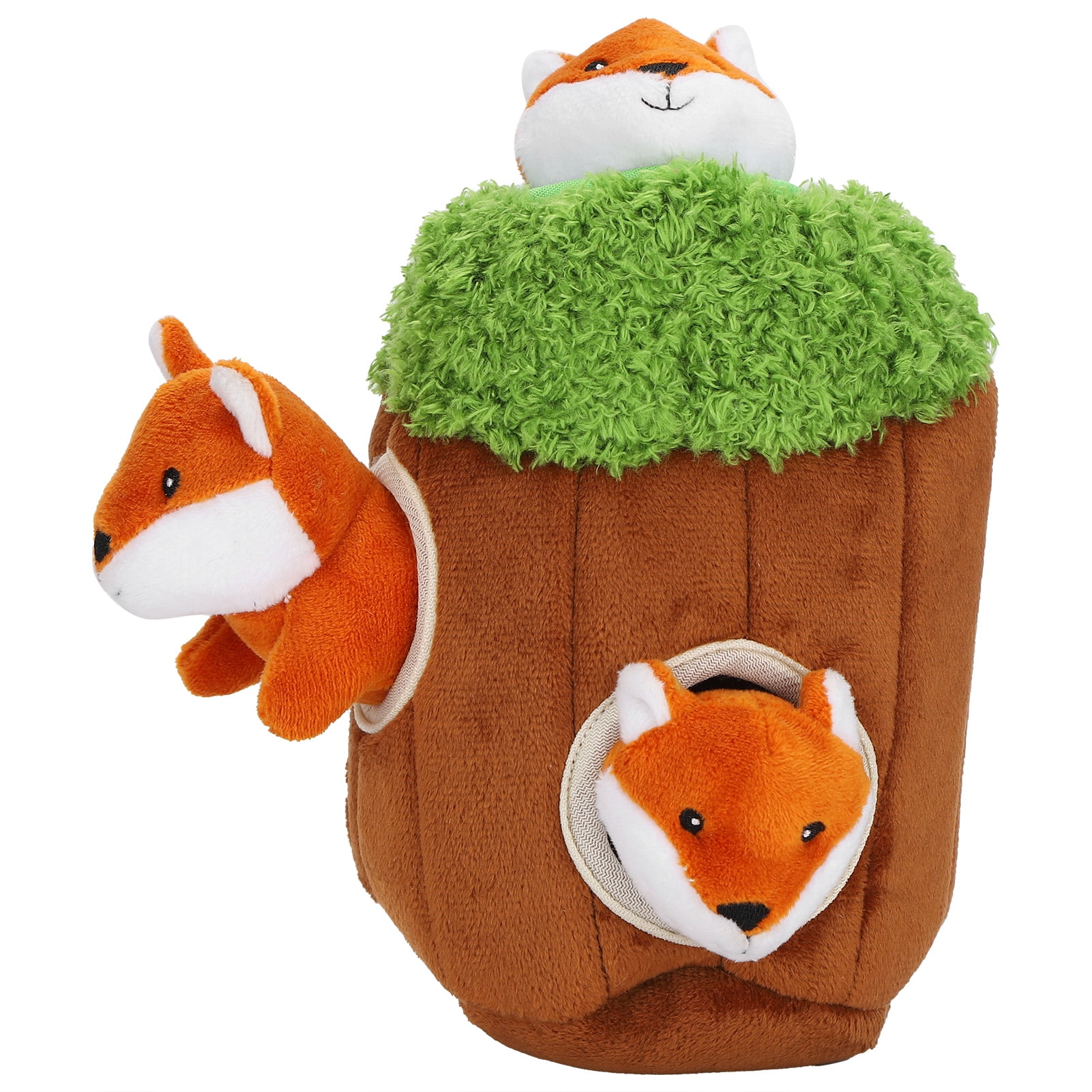 Suodoka Interactive Plush Squeak Tree Hole Dog Puzzle Toy, Hide and Seek Mental Stimulation Fox Toys for Dogs and Puppies, Durable and Soft Pet Supplies for Boredom Relief (8.27 in / 21.00 cm)
