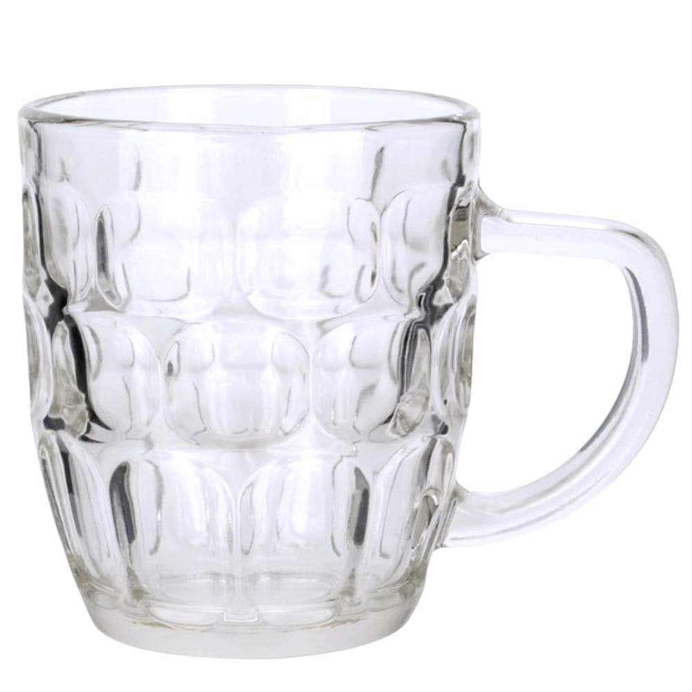 Set of 4 Dimple Stein Irish Beer Glass Mug With Handle-16 oz,Clear